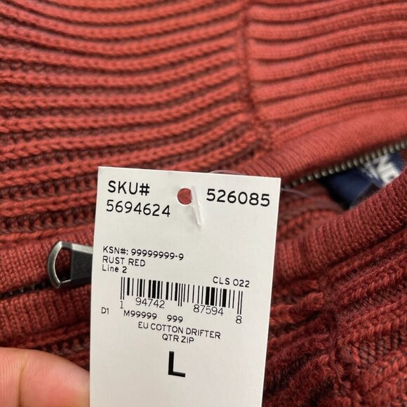 NEW Lands’ End Men’s L Ribbed Knit Sweater Mock neck Red Rust 100% Cotton - Picture 5 of 10